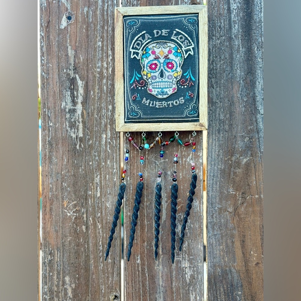 Day Of The Dead Skull Dia De Los Muertos Beaded Halloween Hanging Wall Art
